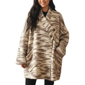 Lauren Vidal Paris Wool Blend Coat  Size M Women’s Oversized Jacket Boho Western